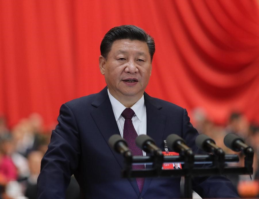 10月18日，習(xí)近平在中國(guó)共產(chǎn)黨第十九次全國(guó)代表大會(huì)上作報(bào)告。